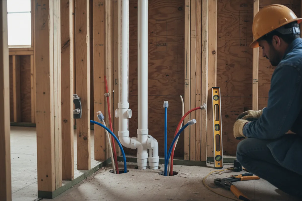 Drain and supply rough-in during Sump Pump Repair in Duluth